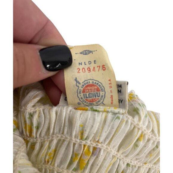 Vintage Youngland Girls Dress Size 12 Yellow Ditsy Floral Smocked Sundress NWT - Picture 7 of 10